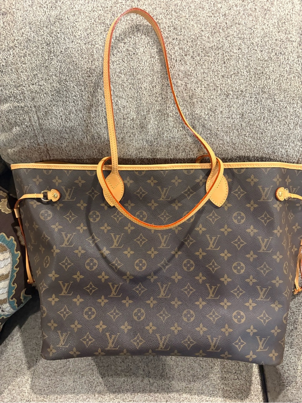Louis Vuitton Monogram Neverfull Tote in Brown and Tan Leather GM size 40cm